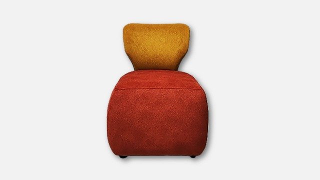  Boho Scandinavian Accent Chair with low backrest soft curves, and dual-tone fabric